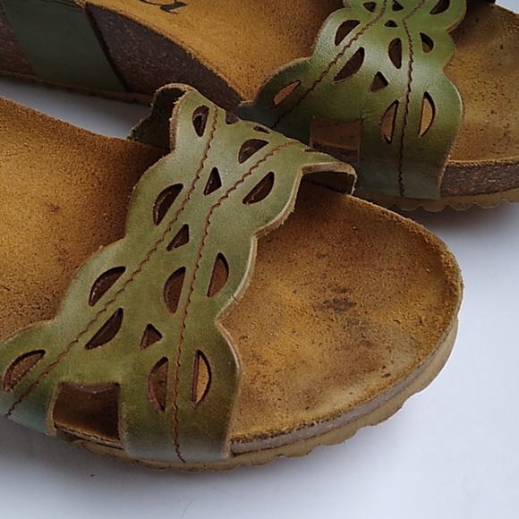 Biza Boho Strappy Green Cork Leather Sandals Size 7 made in spain - Picture 2 of 16